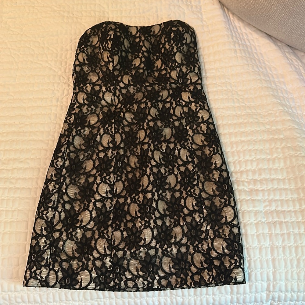 Gorgeous Morilee Dress- PERFECT FOR ATTENDING WEDDING nude and black lace